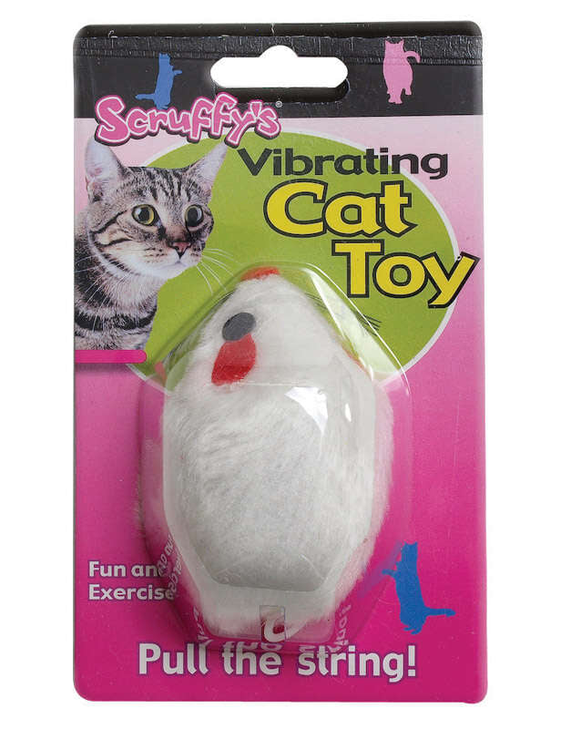 Scruffys White Vibrating Mouse Cat Toy Small