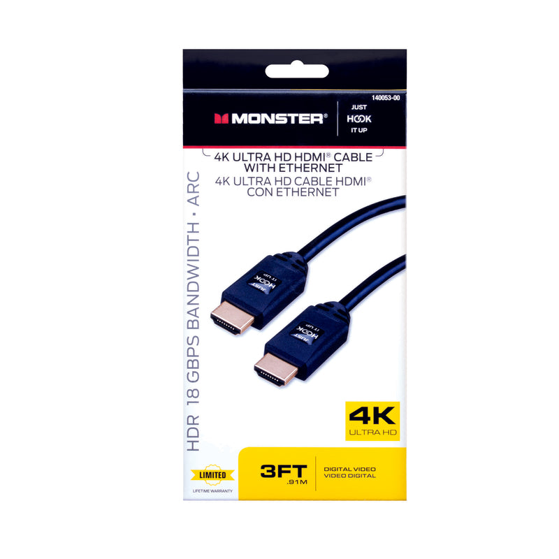Monster HDMI Cable With Ethernet, 4K Ultra HD, 18 Gbps
