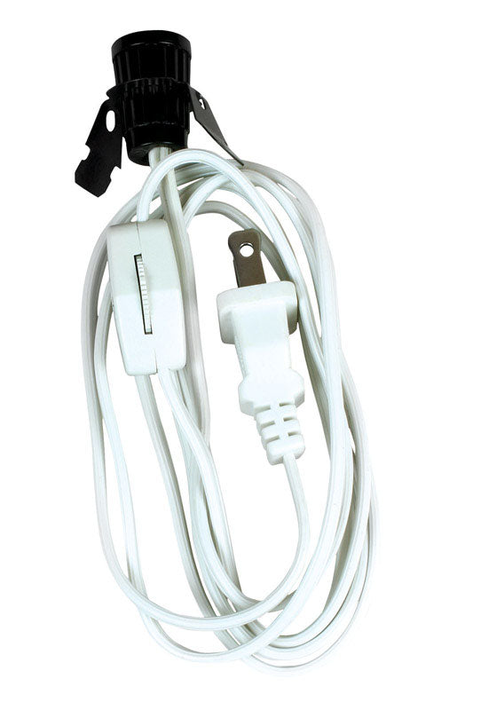 Plastic Candelabra Base Lamp Cord - 6' - White