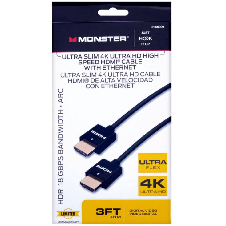 Monster Ultra Slim 4K Ultra HD High Speed HDMI Cable w/ Ethernet