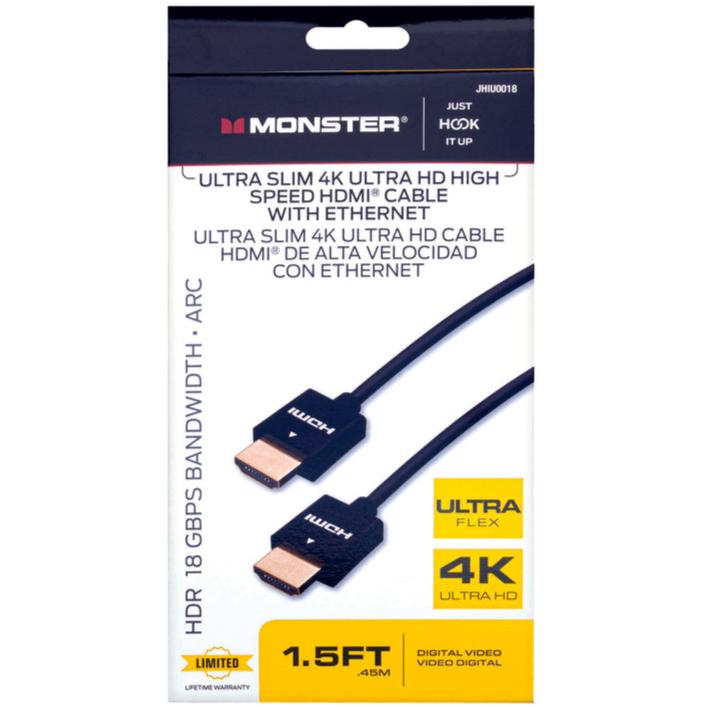 Monster Ultra Slim 4K Ultra HD High Speed HDMI Cable w/ Ethernet