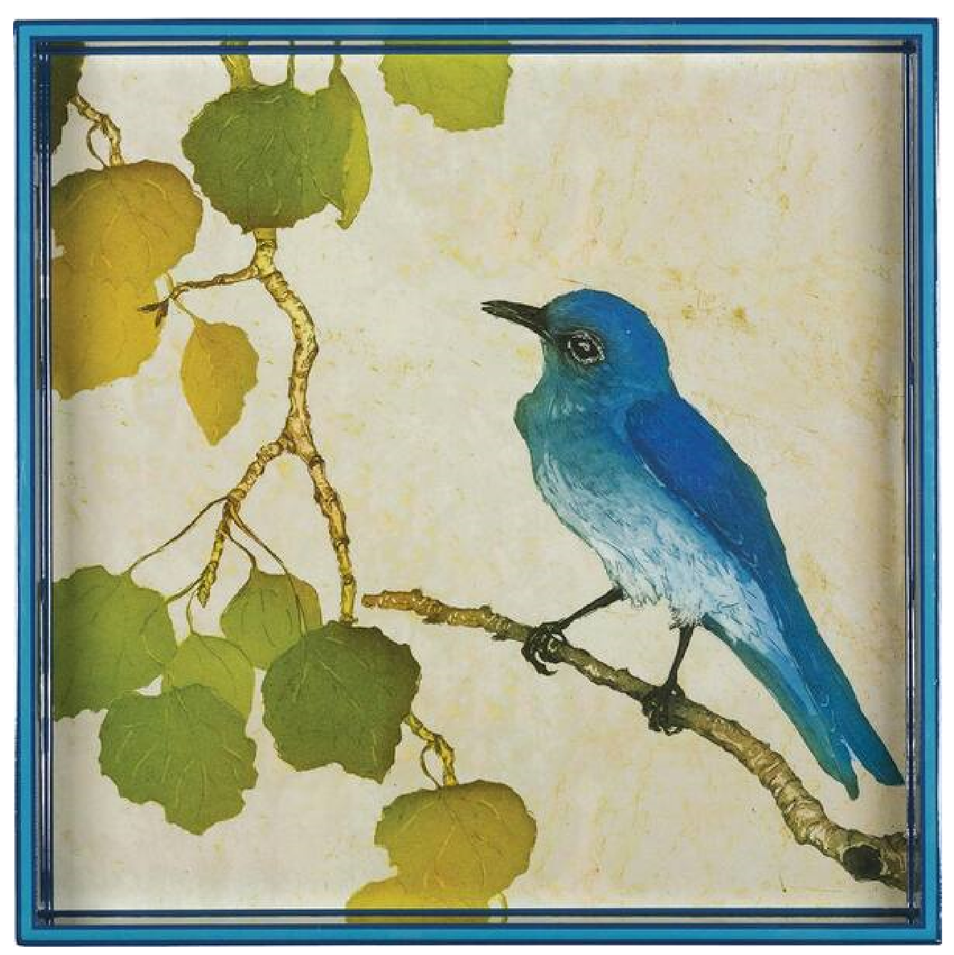 RockFlowerPaper Aspen Bluebird Lacquered Serving Tray - 15"