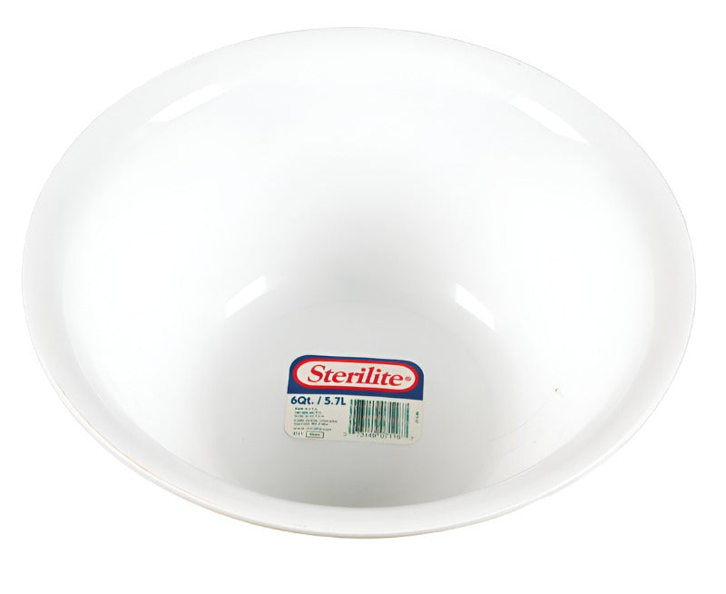 White Plastic Round Bowl - 6 Qt.