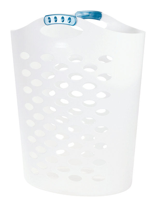 Laundry Hamper, White Plastic - 2.2 Bushel