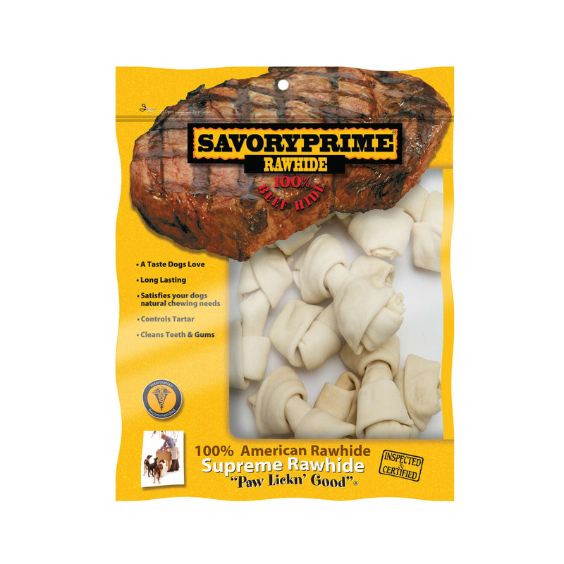 Knotted Rawhide Bone, White, Small, 4"-5", 10 Pack