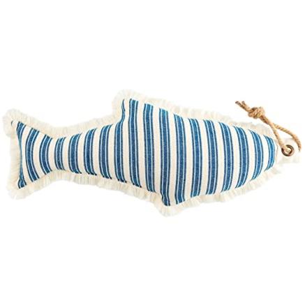 Mud Pie Blue Fish Shaped Lake Pillow - 24" x 10"