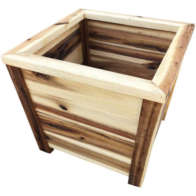 All Natural Square Wood Planter - 12"