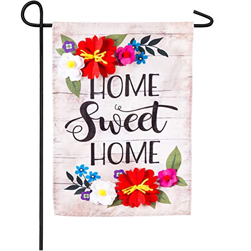Floral Home Sweet Home Linen Garden Flag