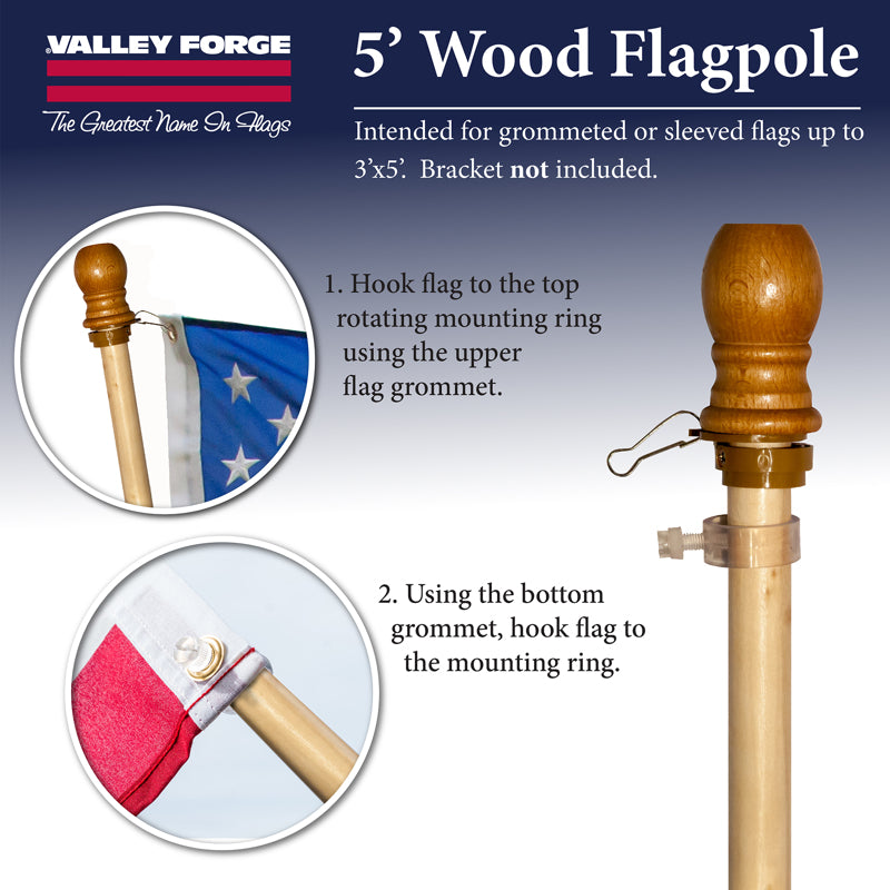 Wood Flag Pole 5'