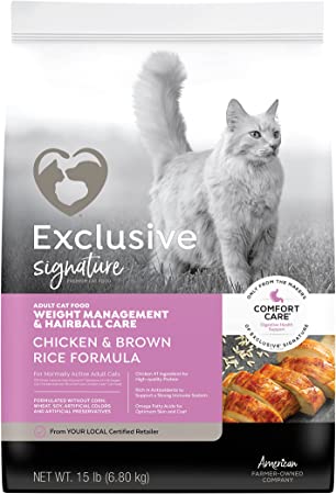 Exclusive Signature Weight Management and Hairball Care Adult Chicken & Brown Rice Cat Food