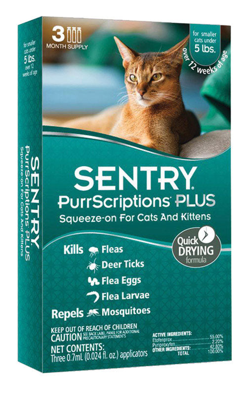 Cat Flea & Tick Treatment, Under 5 Lb. - 3 Pack