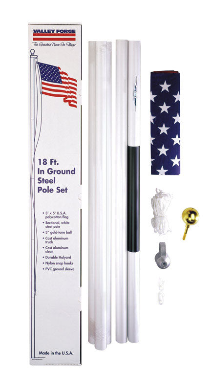 American Flag Pole Kit With Flag 18'