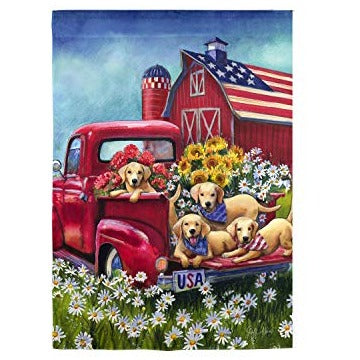 Americana Dogs Suede Garden Flag