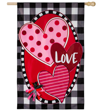Hearts And Love House Applique Flag