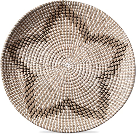Decorative Woven Seagrass Floral Design Bowl - 18"