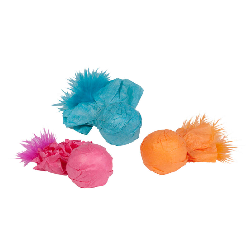 Ball Rattlers With Feather Cat Toy, Large - 3 Pack