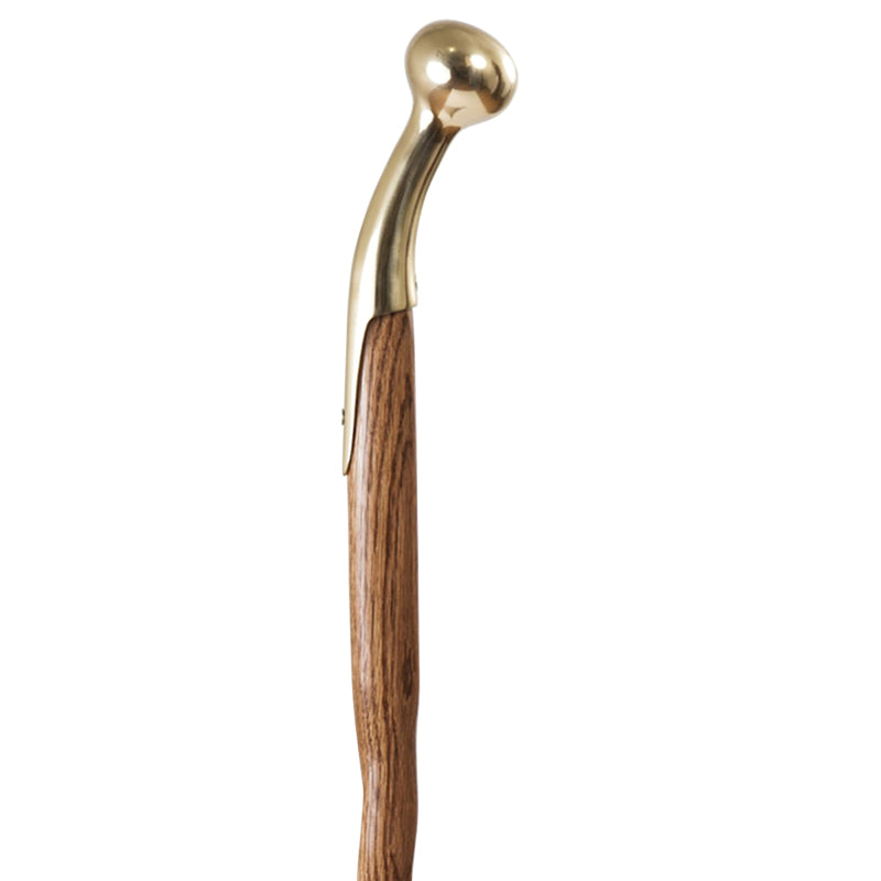 Brazos Twisted Oak Cane w/ Brass Hammed Top - 37"