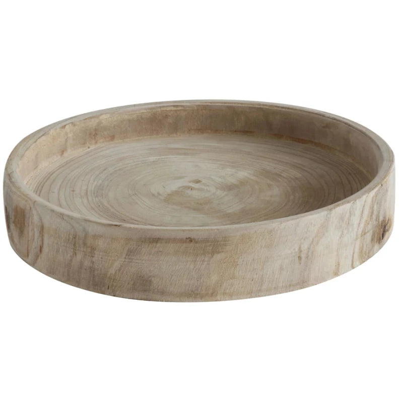 Hand-Carved Paulownia Wood Tray - 17.25"