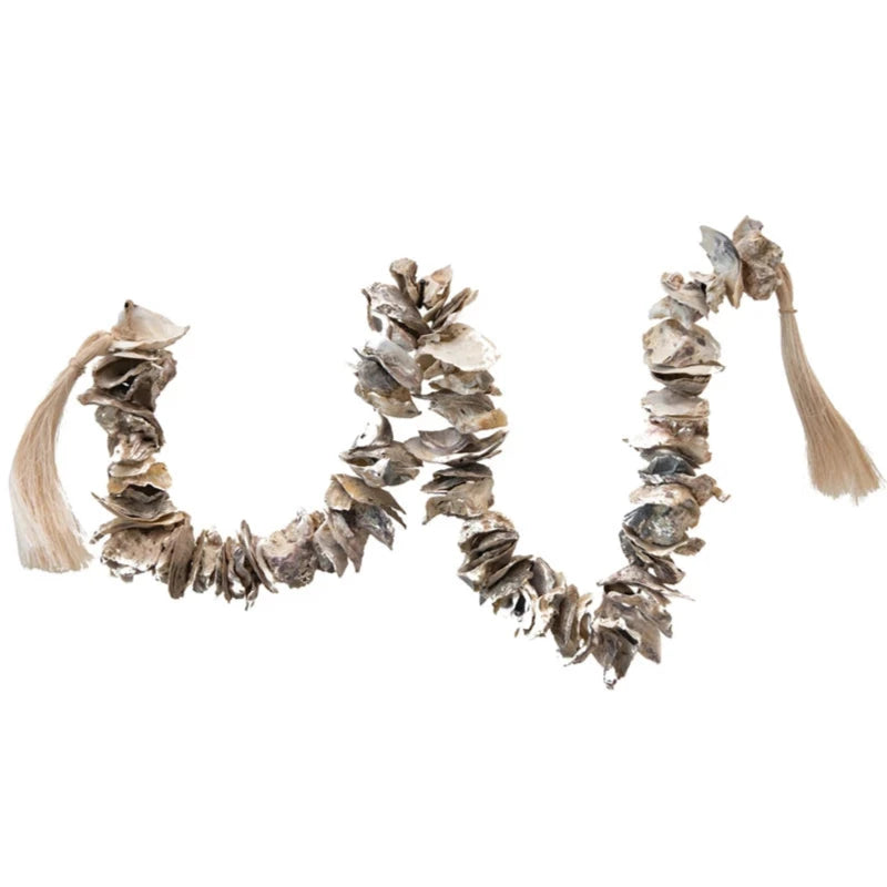 Reclaimed Oyster Shell Garland w/ Tassels - 4'