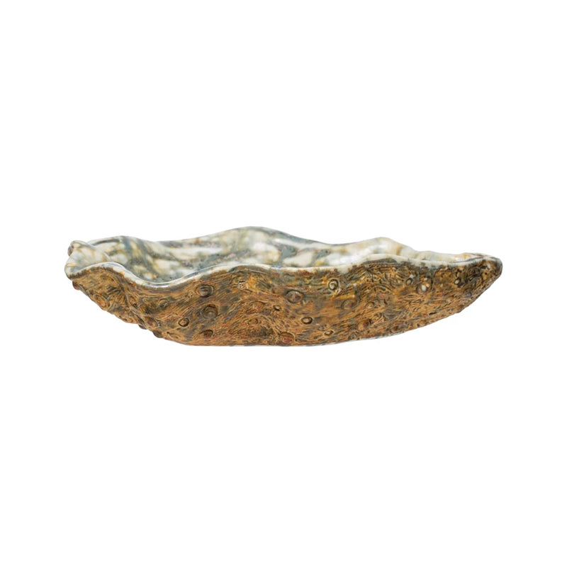Stoneware Shell Dish with Reactive Glaze - Medium