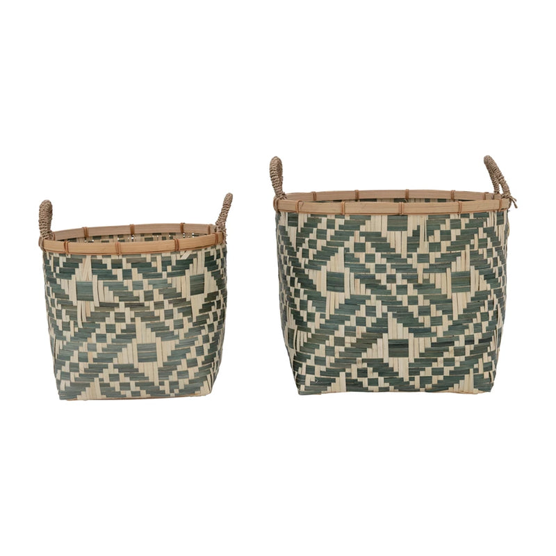 Hand-Woven Bamboo Baskets with Handles