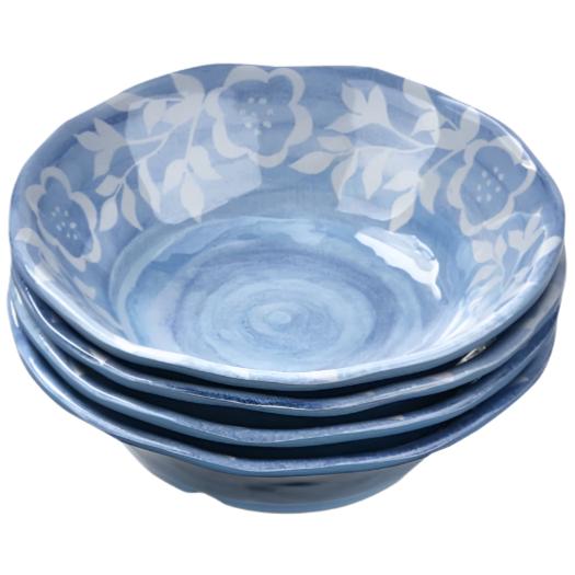 Cottage Blue Melamine Bowls - 4 pc.