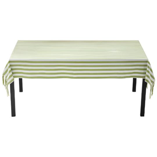 Springtime Striped Green Cotton Tablecloth - 60" x 84"