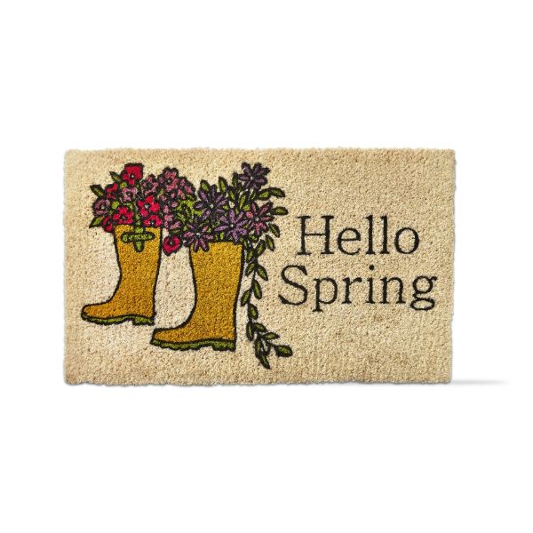 "Hello Spring" Rain Boots Coir Mat