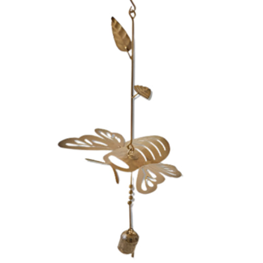 Antique Brass-Finished Honey Bee Windchime - 17"