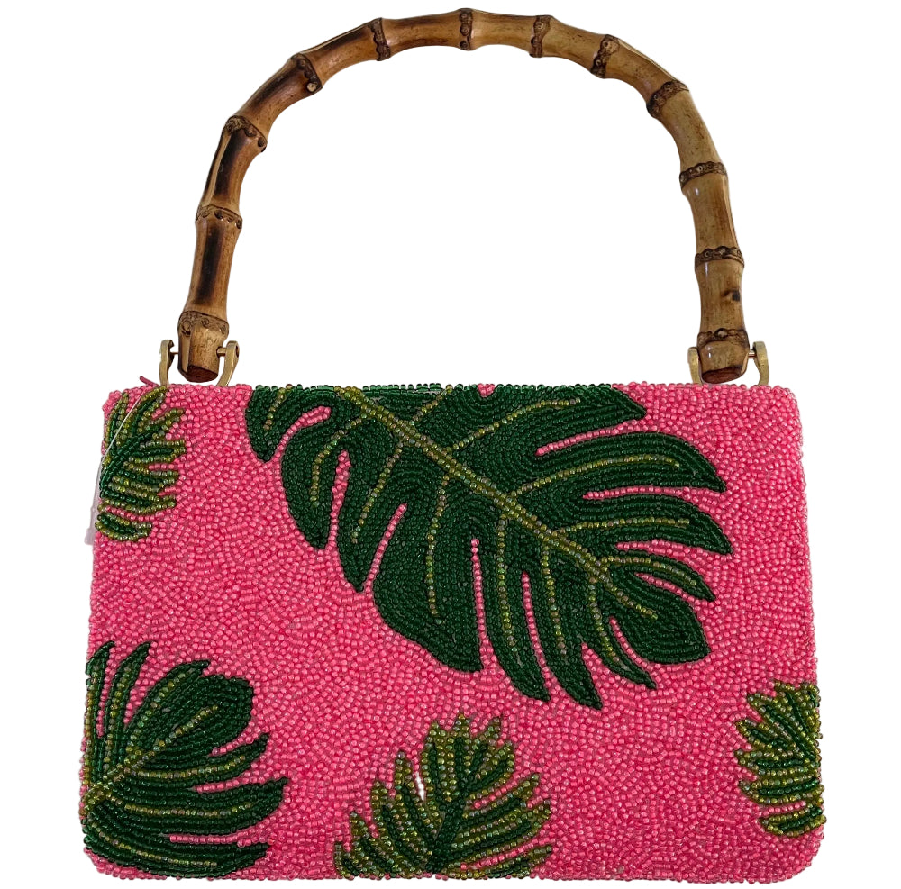 Tiana Designs Handmade Mini Beaded Purses (Bamboo Handle) - 6.5" x 9"