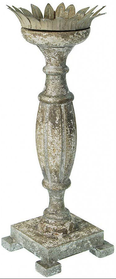 Provence Antique-Style Distressed Wooden Candle Holders - 17"