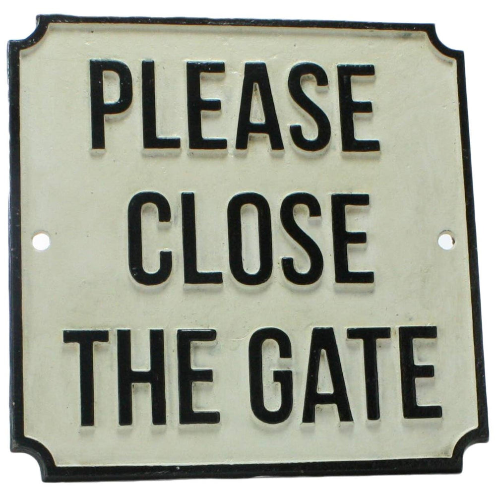 HomArt Cast Iron "Please Close the Gate" Sign - 7.5" x 7.5"