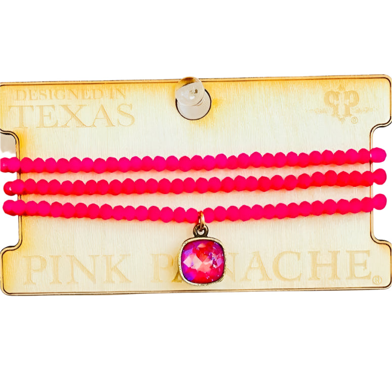 Pink Panache Hot Pink Faceted Bead & Crystal Bracelet