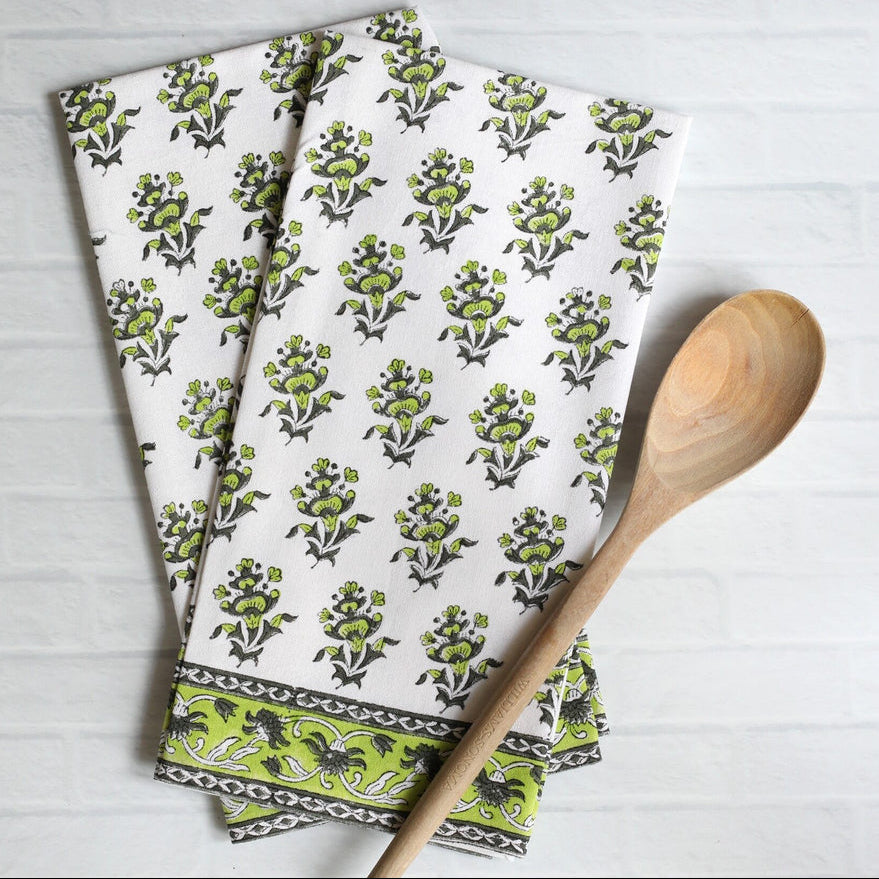 Pacific & Rose Block-Printed Cotton Kitchen Towels - 2 pc.