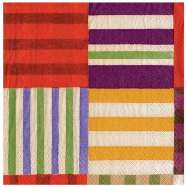 Caspari Striped Patchwork Paper Napkins (Purple)