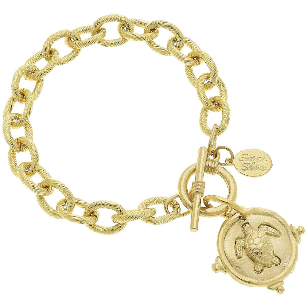 Susan Shaw Gold Sea Turtle Cameo Bracelet