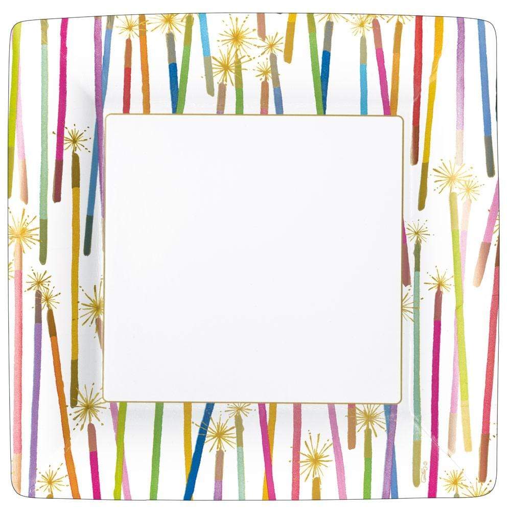 Caspari Party Candles Square Paper Plates