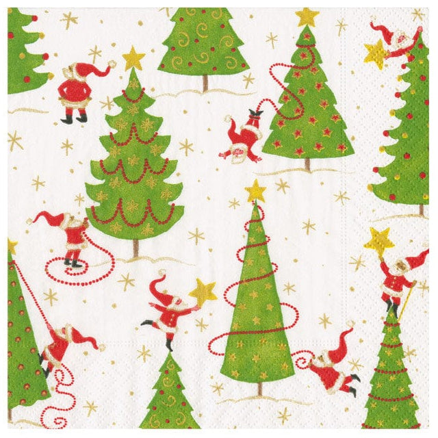 Caspari Twirling Santas Paper Napkins