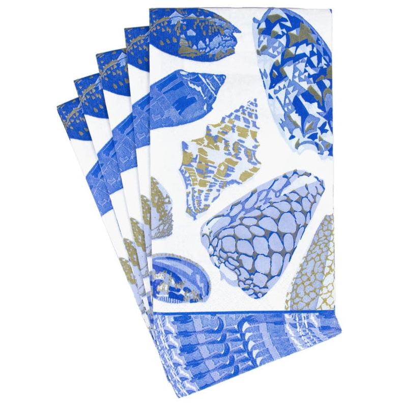 Caspari Coquillage Blue Paper Napkins
