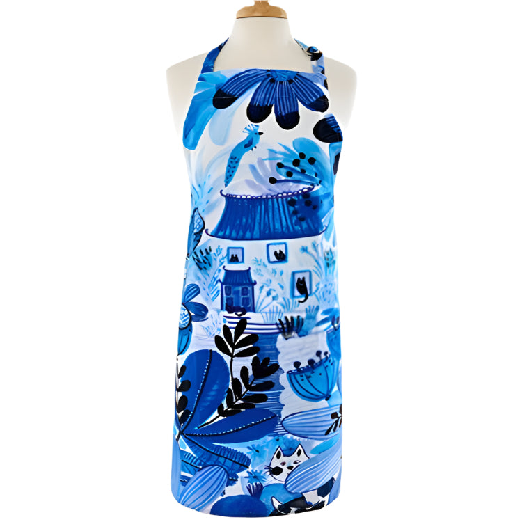 Blue & White Jungle Pattern Cotton Apron