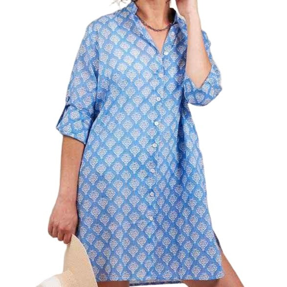 RockFlowerPaper Fifer Blue Button Down Beach Tunic