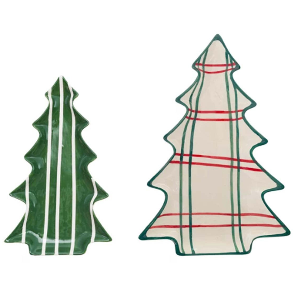 Ceramic Christmas Tree-Shaped Striped Plates