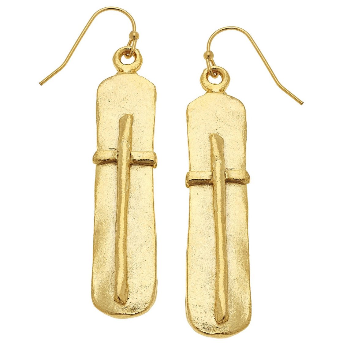 Susan Shaw Hammered Bar Cross Earrings