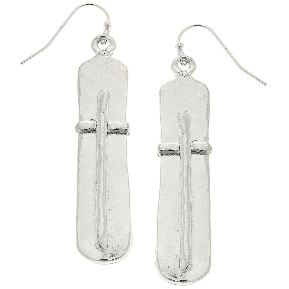 Susan Shaw Hammered Bar Cross Earrings