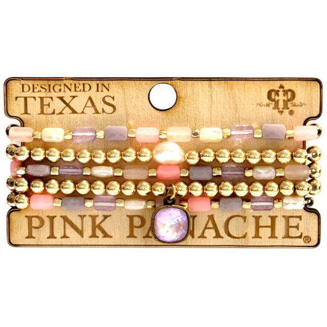 Pink Panache Lavender & Pink Rolled Resin Bead & Crystal Bracelet
