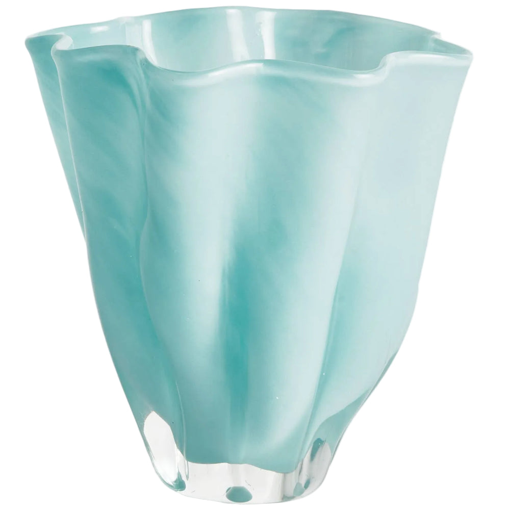 Napa Ceila Blue Sea Glass Vase - 7.5" x 8"