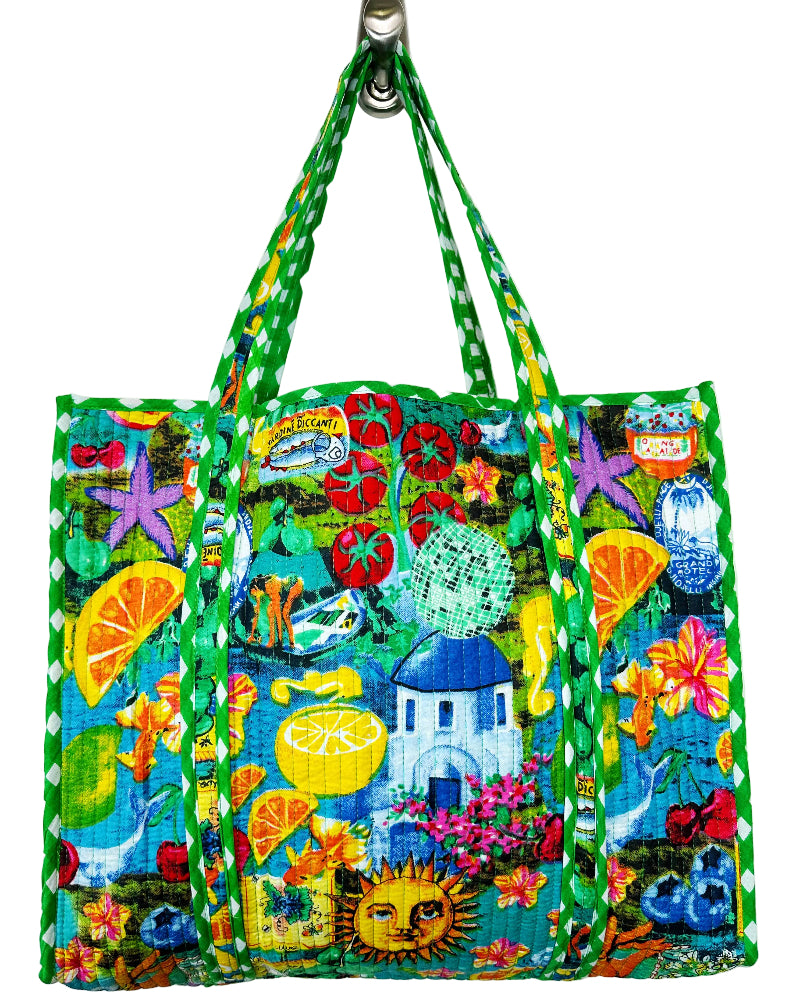 Folklore Couture Quilted Cotton Totes - 17.5" x 17.5"