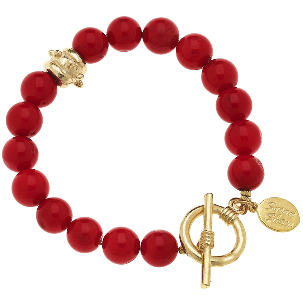 Susan Shaw Red Coral Stone Bentley Bracelet
