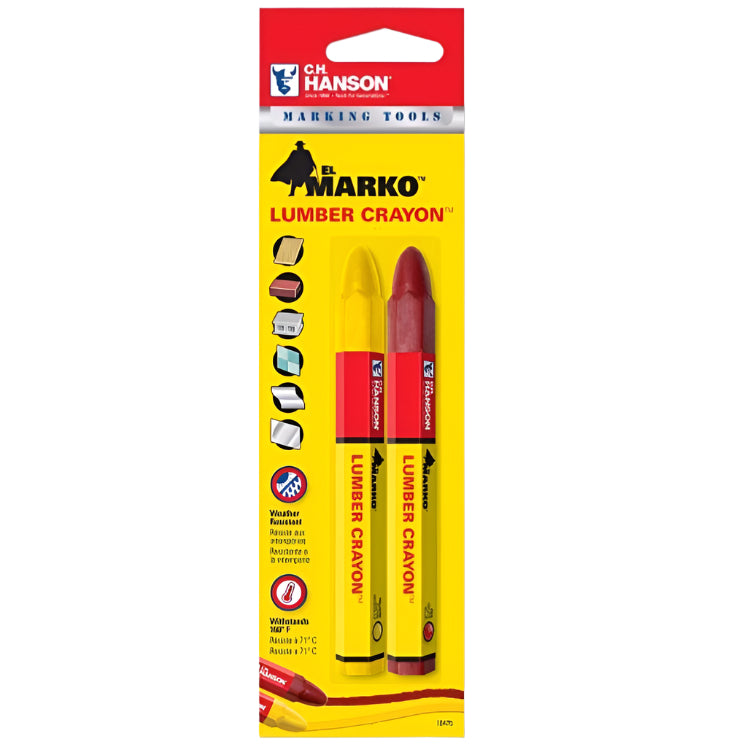 C. H. Hanson 4.5" Lumber Crayons (Red/Yellow) - 2 pc.
