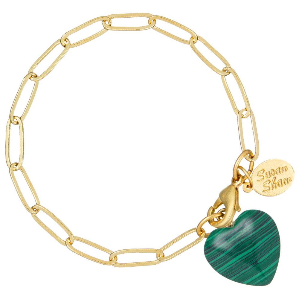 Susan Shaw Audrey Heart Gold Chainlink Bracelet